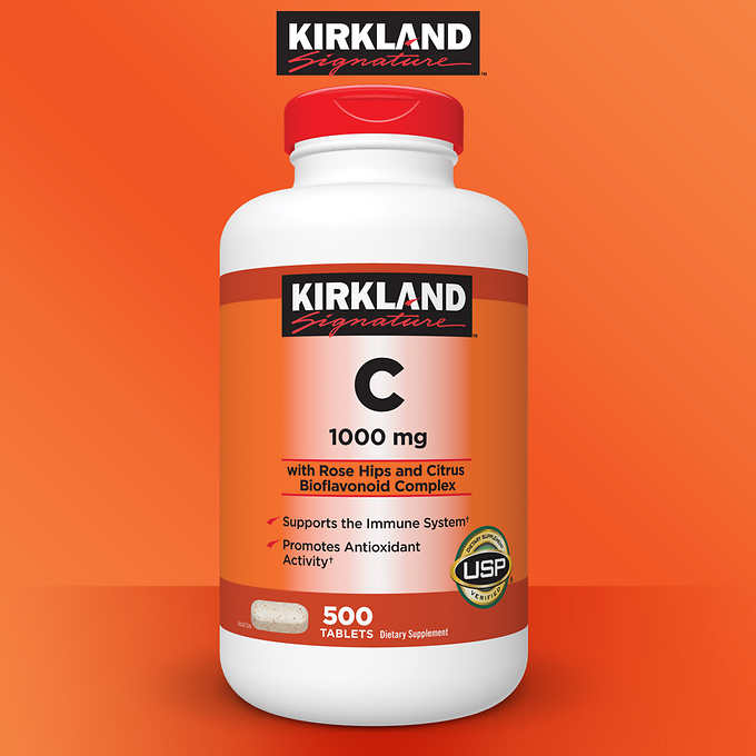 Kirkland Signature Vitamin C 1000 mg., 500 Tablets 可蘭維生素C （500粒）